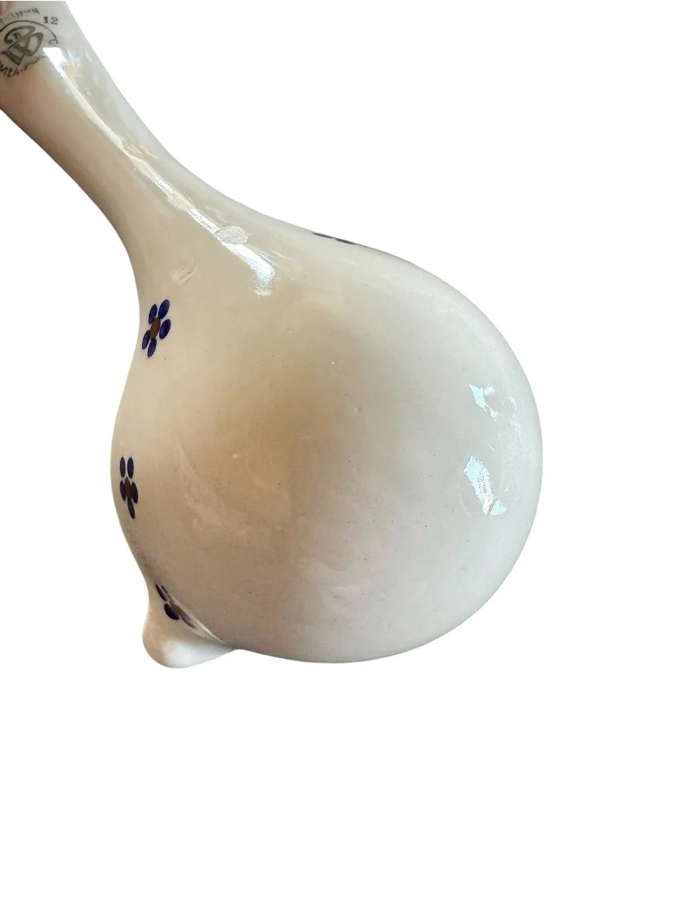 Polish pottery Cream Ceramic Ladle with Blue Flower Pattern - Home Accents
